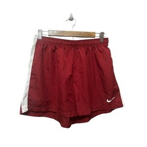 Nike Dri-FIT Women's Maroon Athletic Running Soccer Shorts White Stripe L